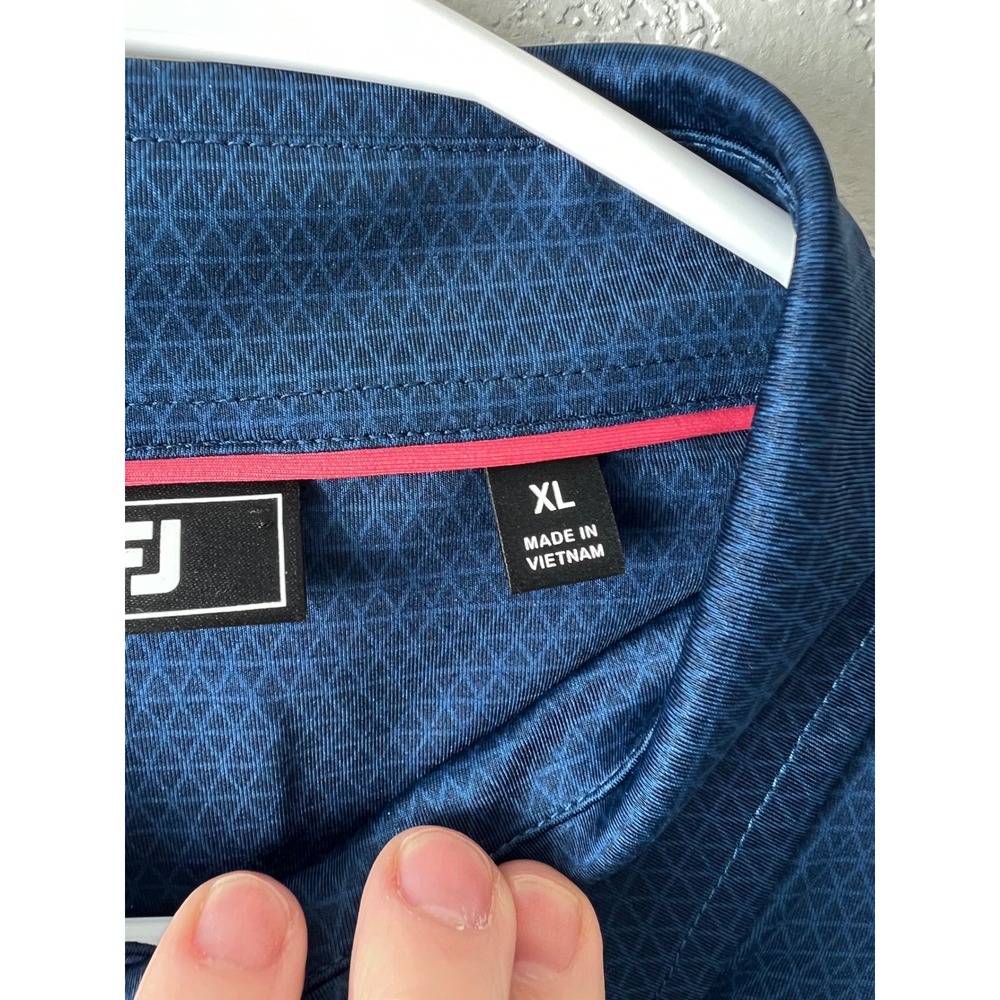 Footjoy FJ Dk Blue Geometric Print Golf Polo Shirt Size XL Athletic Casual - Picture 4 of 9